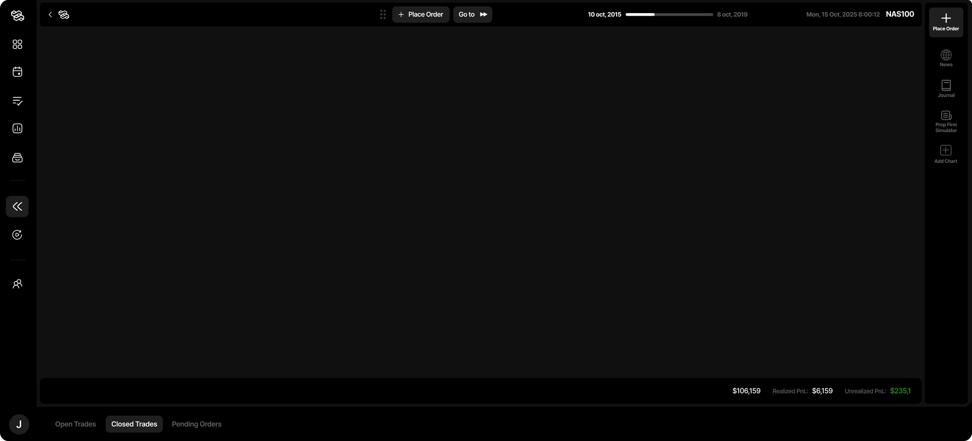 Tradespad backtesting app interface